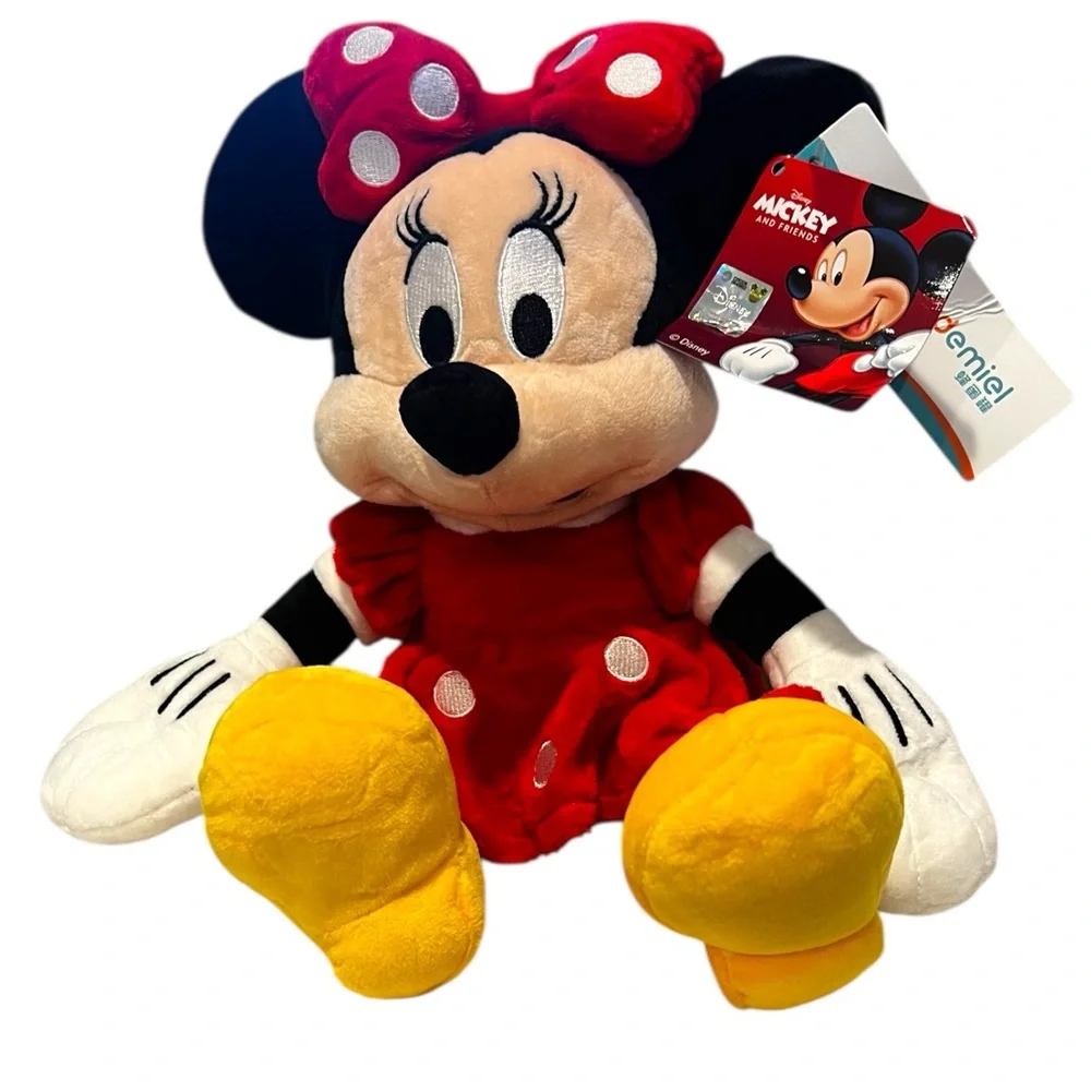 NWT-Disney Minnie Mouse Plush, wearing a Red Dress w/White Polka Dots, 12 inches - Picture 1 of 7